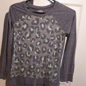 Cheetah print teel and gray shirt